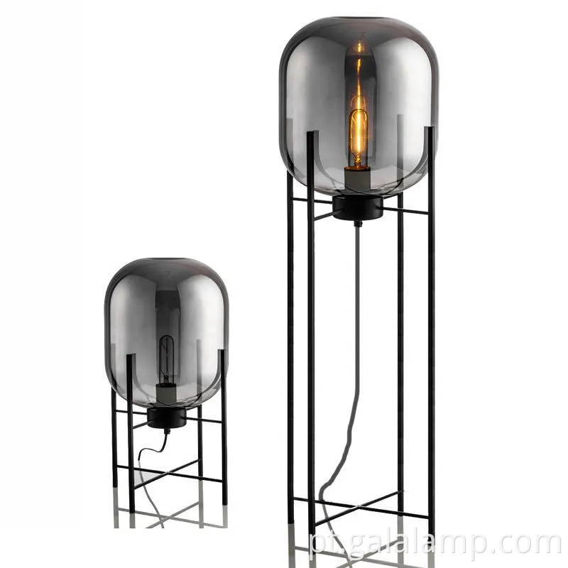 Luminoso de piso de vidro âmbar elegante para interiores contemporâneos